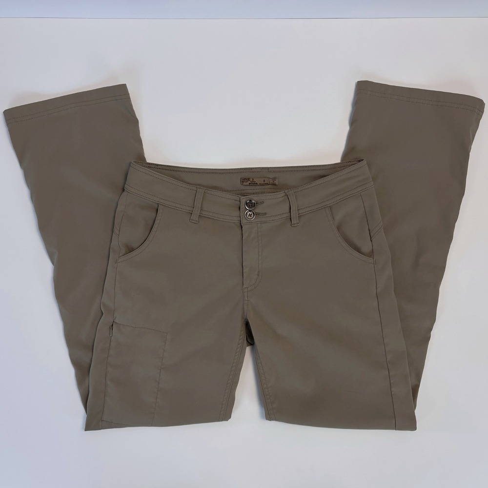 Prana Original Halle Low Rise Bootcut Pant 8 Reg Hiking Stretch Roll Up Khaki